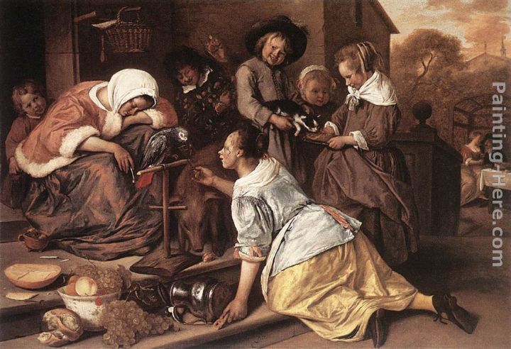 The Effects of Intemperance painting - Jan Steen The Effects of Intemperance art painting